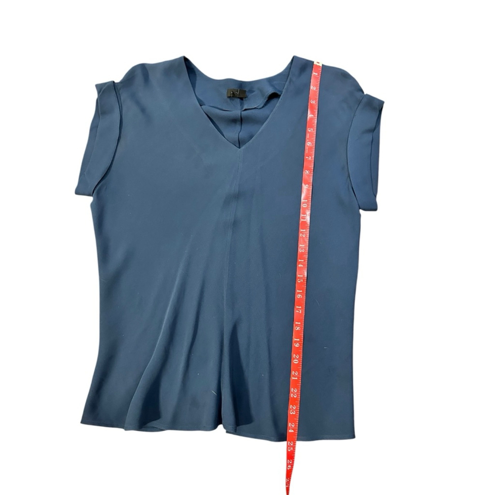 Women's Theory Blue V-Neck Blouse Petite P - Picture 4 of 6